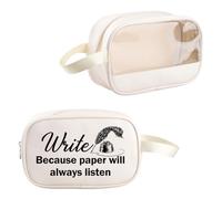 PYOUL Borsa per il trucco con scritta in lingua inglese "Future Writer Write Because Paper Will Always Listen", trasparente, idea regalo per scrittura, idea regalo per autori, Ascolta sempre Mb