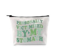PYOUL - Borsa per il trucco con scritta in lingua inglese "Personally Victimized by My Stomach", idea regalo per celiachi, La mia borsa per lo stomaco