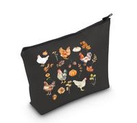 PYOUL Borsa per il trucco per amanti dei polli, idea regalo per amanti dei polli, idea regalo, Borsa di pollo autunnale