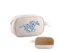 PYOUL Borsa per il trucco trasparente per amanti delle corse di cavalli, regalo alla moda per gli amanti dei cavalli, borsa da toilette da viaggio per derby, regalo per feste, Cavallo alla moda Design