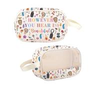 PYOUL Borsa per il trucco trasparente per sordi con linguaggio dei segni ASL regalo per sordi Comunità da viaggio per apparecchi acustici regalo, Asl Segno Mb, Lingua dei segni ASL stampata