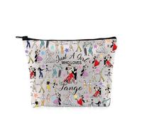 PYOUL Borsa per trucchi con scritta "Who Loves Tango" per amanti del tango, borsa per cosmetici con cerniera, Chi ama la borsa da tango