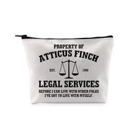 PYOUL Borsa per trucchi ispirata alla letteratura, per servizi legali, uffici legali di Atticus, fringuello, idea regalo per amanti della letteratura, Borsa per servizi legali