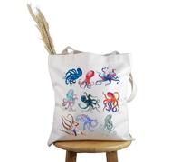 PYOUL Borsa tote con motivo polipo dipinto con colori a forma di polipo, idea regalo per amanti degli animali dell'oceano, Polpo Colori Dipinto T, medium