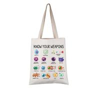 PYOUL Borsa tote per amanti della microbiologia, con scritta "Know Your Weapon", con scarabocchiare sul sistema immunitario, idea regalo per biologia e scienze, La tua borsa per armi, medium
