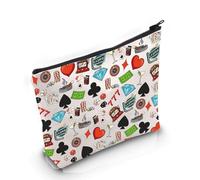 Pyoul Casino Lover Gift Gambling Theme Makeup Bag Gambler Lucky Cosmetic Bag Slot Dice Poker Chips Regalo, Borsa a tema gioco d'azzardo