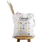 PYOUL Colorado Amante Regalo Colorado Stato Alfabeto Tote Bag Colorado Vacanze Viaggio Borsa Colorado Orgoglio Regalo, Colorado State Tote, medium