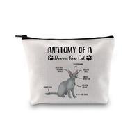 PYOUL Divertente Devon Rex Cat Regalo Anatomia di A Devon Rex Cat Makeup Bag Devon Rex Cat Mama Borsa Cosmetica Regalo Proprietario Gatto Devon Rex, Devon Rex - Borsa per gatti