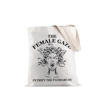 PYOUL Divertente Femminista Strega Shopping Bag lo Sguardo Femminile Pietrificano il Patriarcato Tote Bag Equality Tote Bag Donna Diritti Regalo, Borsa Donna Gaze Eu, medium