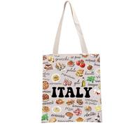 PYOUL Italia Amante Regalo Italia Food Tote Bag Trasferirsi in Italia Borsa Italia Vacanza Viaggio Viaggio Borsa Tradizionale Piatti Italiani Regalo, Borsa per alimenti Italia, medium