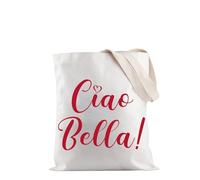 PYOUL Italian Detti Shopping Bag Ciao Bella Tote Bag Italian Hello Borsa a Spalla Italia Souvenir Regalo Italiano Regalo Amanti Italia, Borsa Ciao Bella, medium