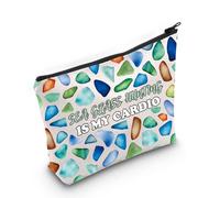 PYOUL Sea Glass Seeker Gift Sea Glass Hunting is My Cardio Makeup Bag Sea Glass Hunter Cosmetic Bag Sea Glass Hunter Borsa per gli amanti del vetro di mare Regalo, My Cardio Bag