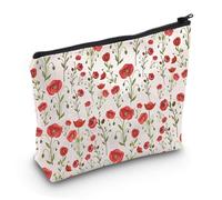 PYOUL - Trousse per cosmetici, motivo: papaveri della California, idea regalo per gli amanti dei papaveri della California, Borsa con fiori di papavero