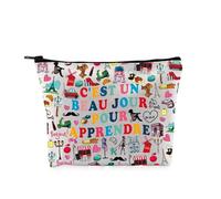 PYOUL - Trousse per il trucco con scritta in inglese "C'est un Beau Jour Pour Apprendre", idea regalo per insegnanti francesi, Pour Apprendre Bag