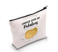 PYOUL - Trousse per trucchi con patate e scritta "Who Loves Potatoes", Borsa Tagli di Patate