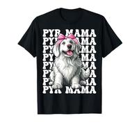 Pyr Mama Mom Great Pyrenees Dog Festa della Mamma Coquette Bow Maglietta