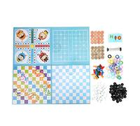 Pyralxwight Set da gioco 5 in 1 in legno per bambini con scacchi volanti e gioco dei cinque in, giocattolo per l’apprendimento precoce multifunzionale con tavole e pezzi colorati per