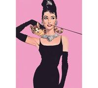 Pyramid International Audrey Hepburn Stampa su Tela Rosa, Cotone, Multicolore, 1,8 x 30 x 40 cm