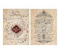 Pyramid International Harry Potter - Set di 2 poster, la mappa del predone e lista di forniture scolastiche, 52 x 38 cm