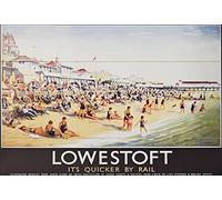 Pyramid International Lowestoft Spiaggia Stampa 40 x 59 cm, Legno, Multicolore, 40 x 59 x 1.3 cm