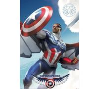 Pyramid International Maxi poster ufficiale Marvel (Capitan America volante) | Decorazione da parete | 61 cm x 91,5 cm poster per camere da letto, dormitori e fan