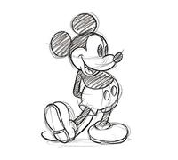 Pyramid International Mickey Mouse (Sketched-Single) - Stampa su Tela 30 x 40 cm, Legno, Multicolore, 30 x 40 x 1.3 cm