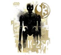 Pyramid International" Rogue One K-2S0 Grunge Stampa su tela, misto cotone, multicolore, 60 x 80 cm