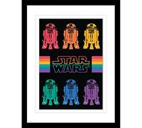 Pyramid International Star Wars - Poster con cornice, edizione da collezione (R2D2 Pride Rainbow con bordo bianco, cornice 30 x 40 cm, prodotto ufficiale