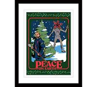 Pyramid International Stranger Things Poster con bordo e cornice nera (design della pace sulla terra), cornice 30 cm x 40 cm e arte da parete Stranger Things, prodotto ufficiale Stranger Things