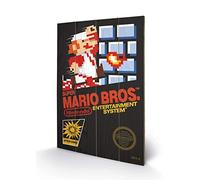 Pyramid International SW11295P Super Mario Bros. NES Cover Wood Print , Multi-Co