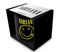 Pyramid International Tazza in ceramica Nirvana (Smiley Face) Black Pod 325 ml - Regalo ufficiale della Grunge Band per fan, tazza da tè e caffè, bicchieri rock da collezione, merchandising musicale