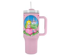 Pyramid International Super Mario (Peach) - Bicchiere da 1200 ml, con cannuccia e coperchio, isolamento sottovuoto a doppia parete, mantiene la temperatura delle bevande fredde fino a 11 ore, calde