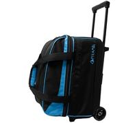 Pyramid Prime Double Roller 2 Ball Bowling Bag con ampio scomparto separato per scarpe da bowling (fino a US Mens Taglia 16) o accessori, maniglia di bloccaggio - si estende fino a 101,6 cm, Nero/Blu