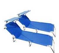 PYRAMIDEA buybuy Lettini Mare Stabilimento Pieghevoli Professionali in Alluminio 3 Posizioni Con Tetto Parasole E Rivestimento In Textilene Blu Spiaggia Piscina E Giardino Set Da 2