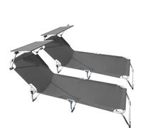 PYRAMIDEA buybuy Lettini Mare Stabilimento Pieghevoli Professionali In Alluminio 3 Posizioni Con Tetto Parasole E Rivestimento In Textilene Grigio Spiaggia Piscina E Giardino Set Da 2