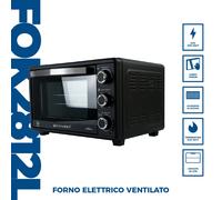 PYRAMIDEA Forno Elettrico Ventilato Capacità 28 Litri 1500W con Timer Colore Nero