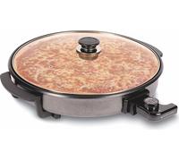 PYRAMIDEA Piatto Multifunzione Elettrico per Pizza Potenza 1500W con Coperchio e Termostato in Acciaio Colore Nero PM1500