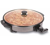 PYRAMIDEA Piatto Multifunzione Elettrico per Pizza Potenza 1500W con Coperchio e Termostato in Acciaio Colore Nero PM1500