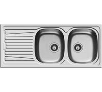 PYRAMIS Lavello cucina 2 Vasche Incasso con Gocciolatoio sx Larghezza 116 cm Materiale Acciaio Finitura Inox Spazzolato - 100150730 - Sparta 2B 1D