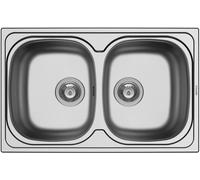 PYRAMIS Lavello cucina 2 Vasche Incasso Larghezza 79 cm Materiale Acciaio Finitura Inox Spazzolato - 100132830 -Sparta 2B