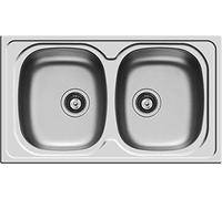 PYRAMIS Lavello cucina 2 Vasche Incasso Larghezza 86 cm Materiale Acciaio Finitura Inox Spazzolato - 100133030 - Sparta 2B