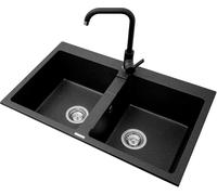 Pyramis Sparta lavello in granito 78x50 cm nero 070053201