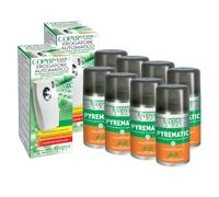 Pyrematic insetticida al Piretro pronto all'uso con Erogatore,antizanzara,mosche e insetti volanti,per alberghi,ospedali,ristoranti.Per industria alimentare.Bomboletta da 250ml X 8pezzi + 2 Erogatori