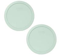 Pyrex 7402-PC Muddy Aqua Round Plastic Food Storage Replacement Lids - 2 Pack