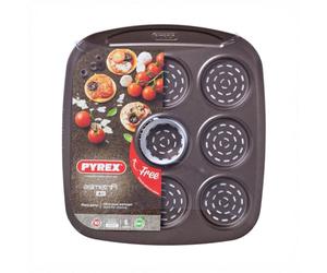 Pyrex asimetriA - Vassoio mini pizza, 9 cavità, colore: nero, Ø 6,50 cm