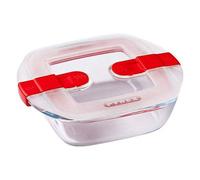 Pyrex Cook & Heat contenitore quadrato per alimenti in vetro borosilicato con coperchio sfiatavapore per il microonde - cuocere in forno, conservare & riscaldare - 14x12cm -