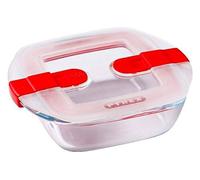Pyrex Cook & Heat contenitore quadrato per alimenti in vetro borosilicato con coperchio sfiatavapore per il microonde - cuocere in forno, conservare & riscaldare - 14x12cm -