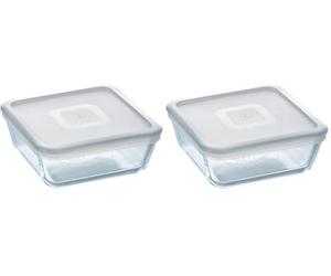 Pyrex Cook&Freeze Contenitore Quadrato Con Coperchio, Vetro, Bianco, 0,85 Litri (Confezione da 2)