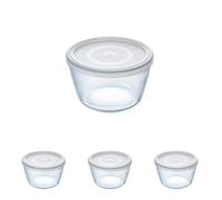 PYREX Cook&Freeze Contenitore Tondo con Coperchio, Vetro, Bianco, 1,1 Litri (Confezione da 4)
