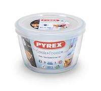 Pyrex Cook & Freeze Contenitore Tondo in Vetro borosilicato con Coperchio, 12x6cm, Bianco, 12 cm